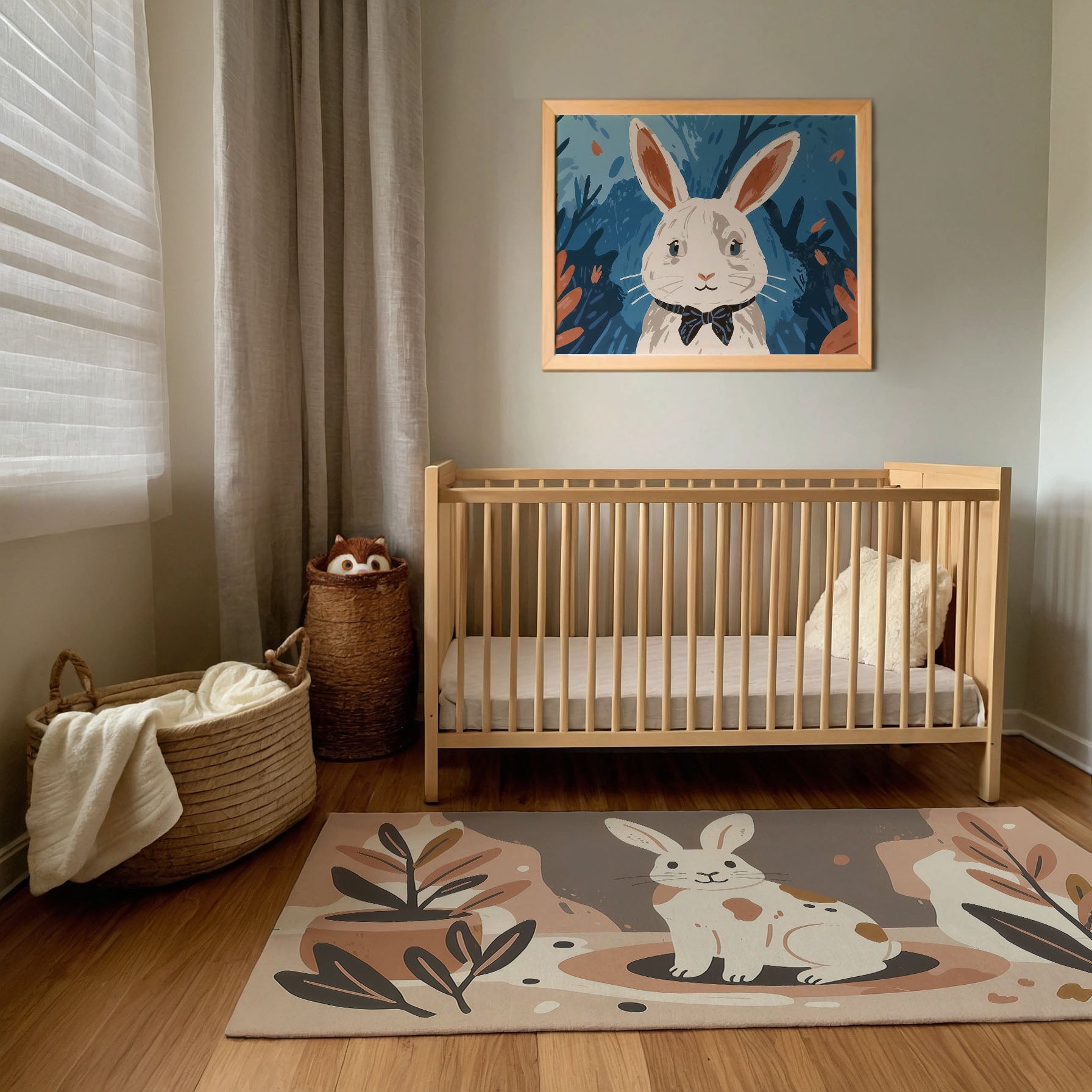 Bunny Wall Art for Playroom and Kids Rooms - Hoppy Days