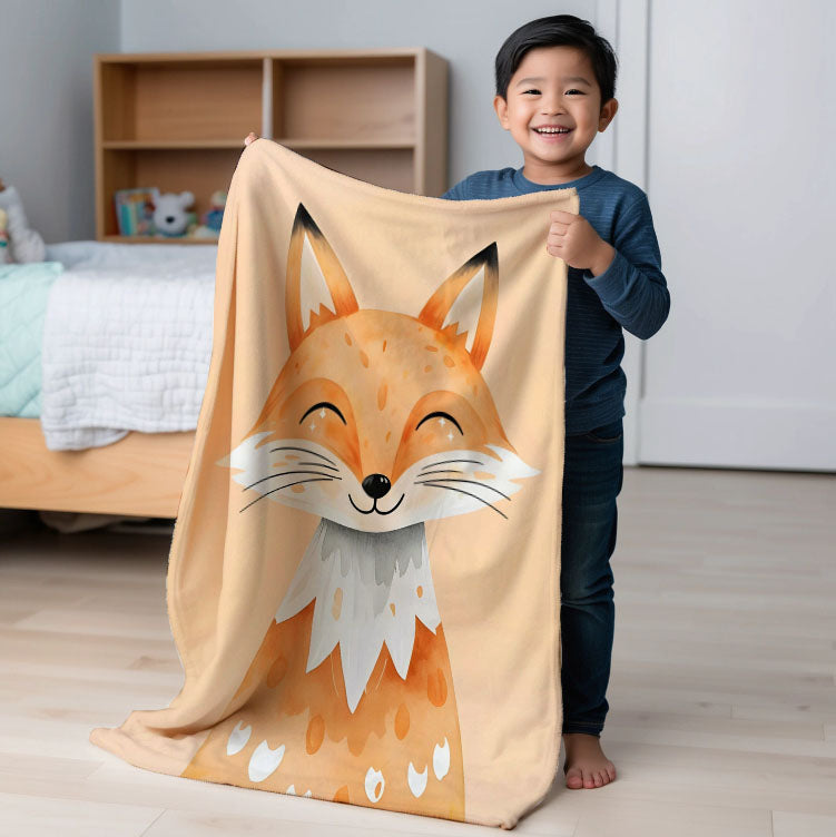 Fox personalized blankets for kids and babies - Fuzzy Fox