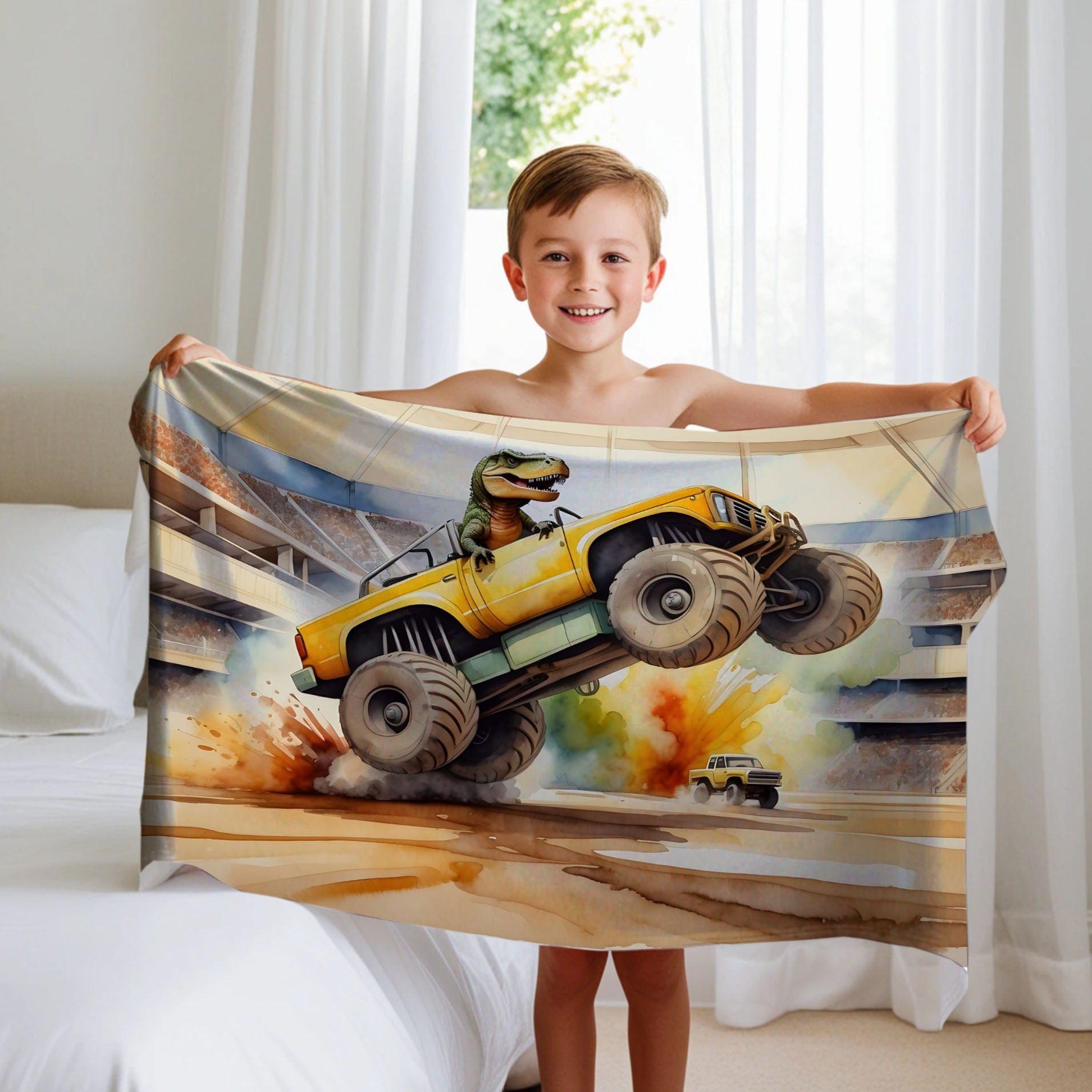 Dinosaur personalized blankets for kids and babies - Monster Dino Drive