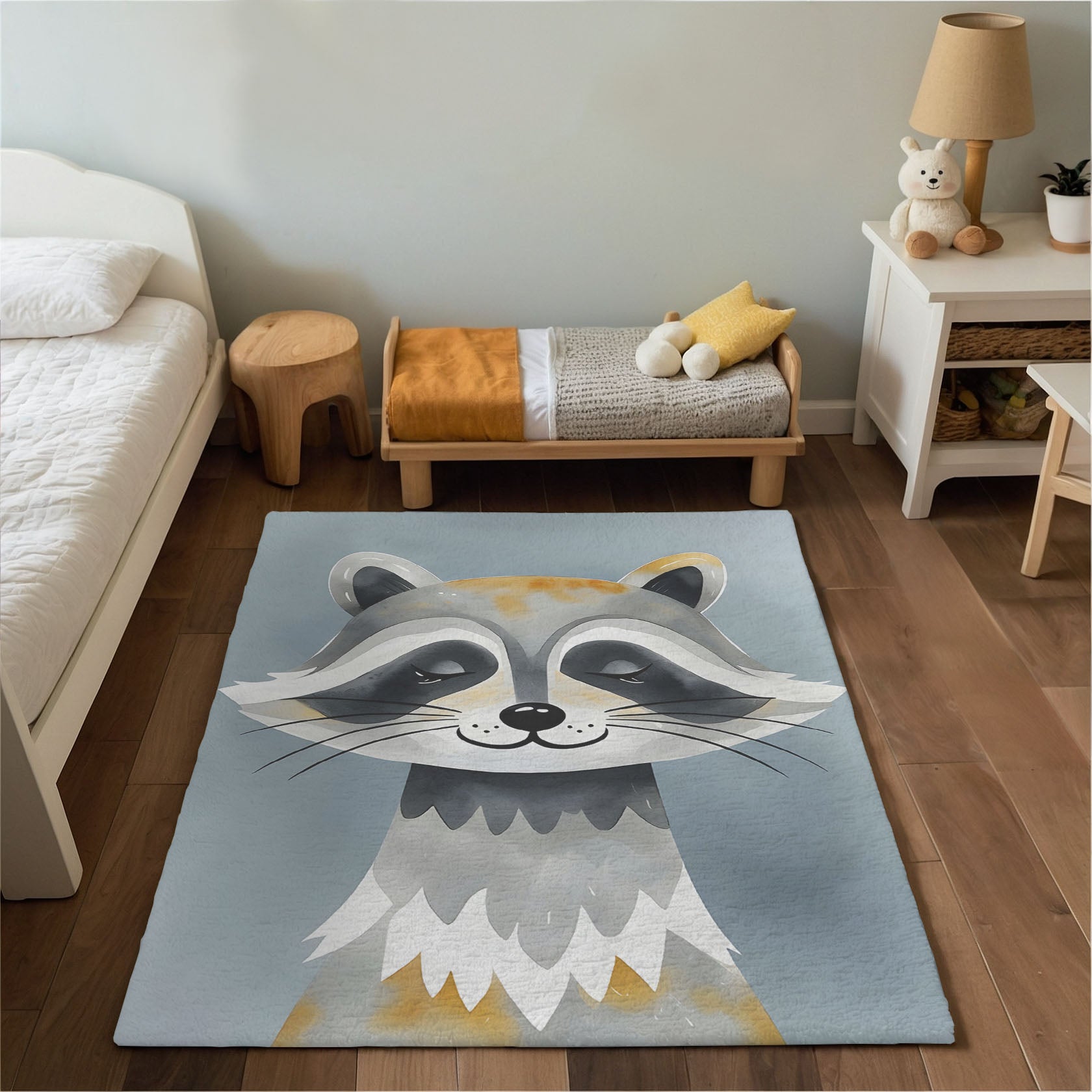 Kids and Nursery Raccoon Rug - Rocky Raccoon