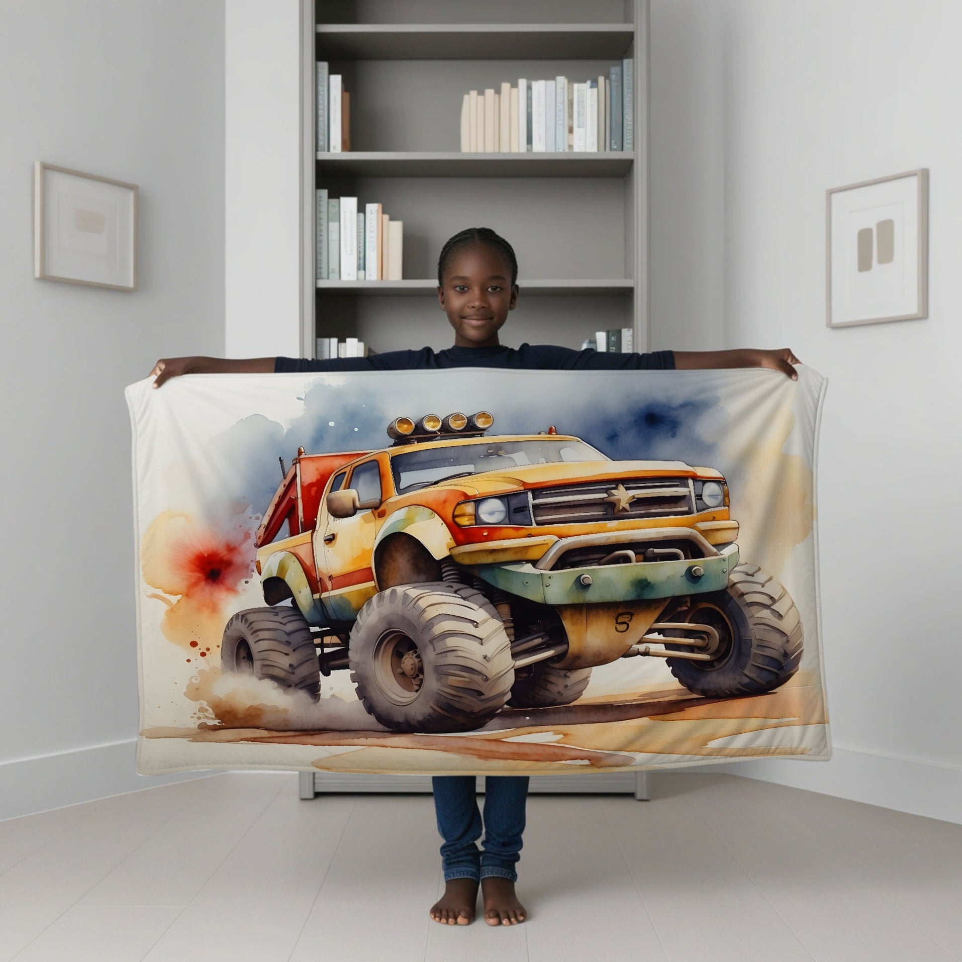 Monster Truck personalized blankets for kids and babies - Mud Monster