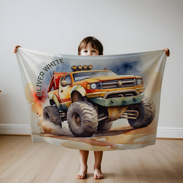 Store Monster Trucks! Toddler Minky Throw