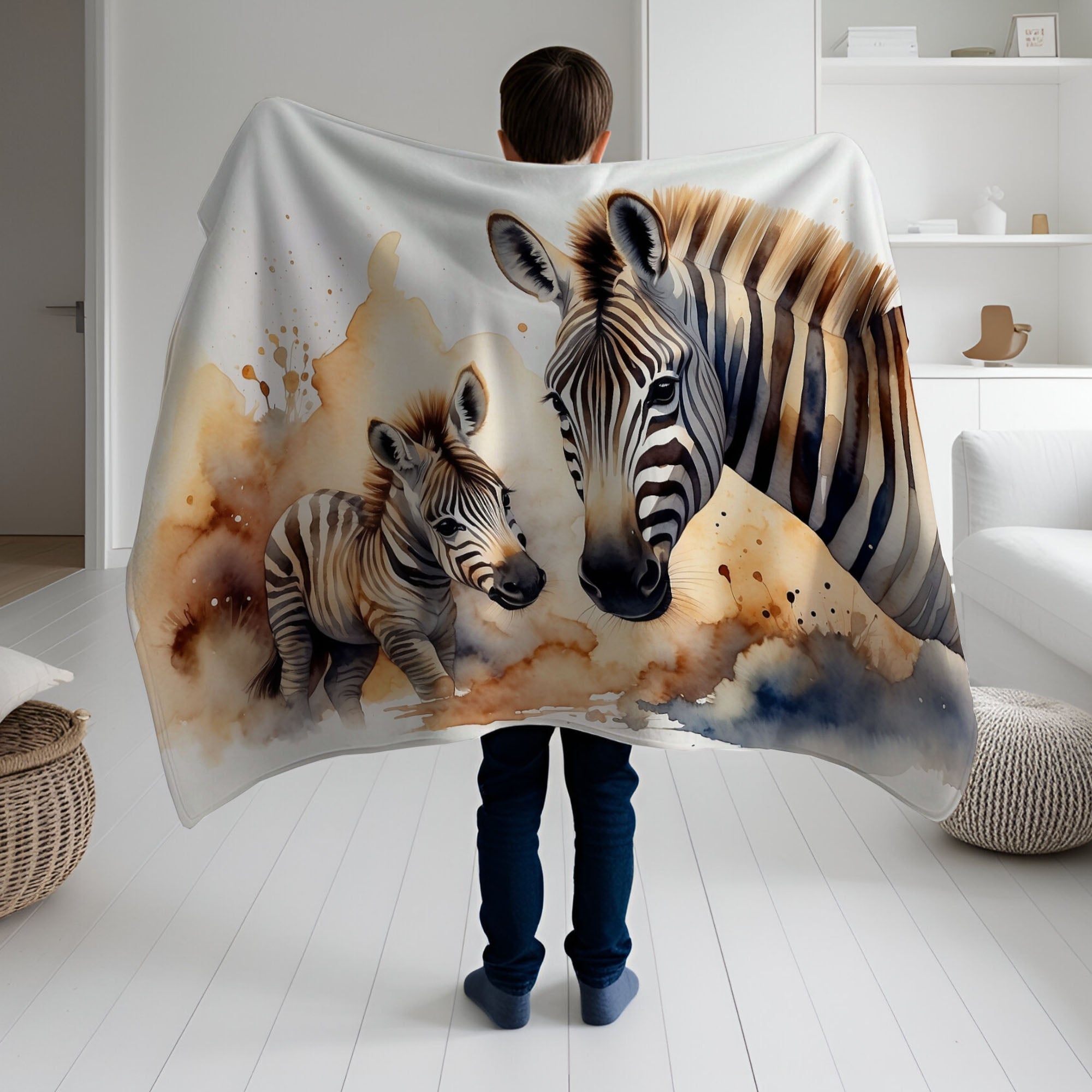 Zebra personalized blanket for newborn and kids - Zebra Zigzag