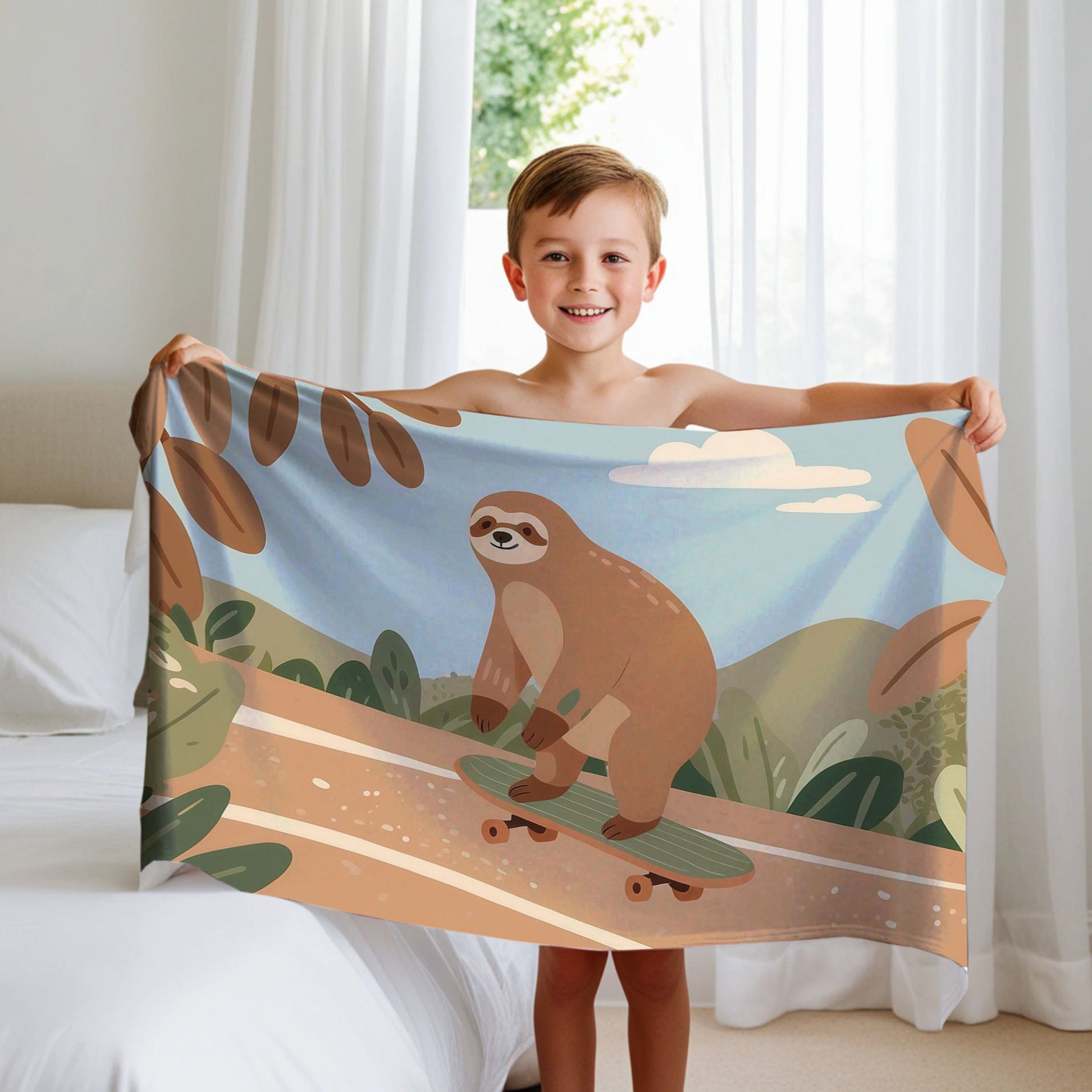 Sloth personalized blanket for newborn and kids - Relaxed Roller