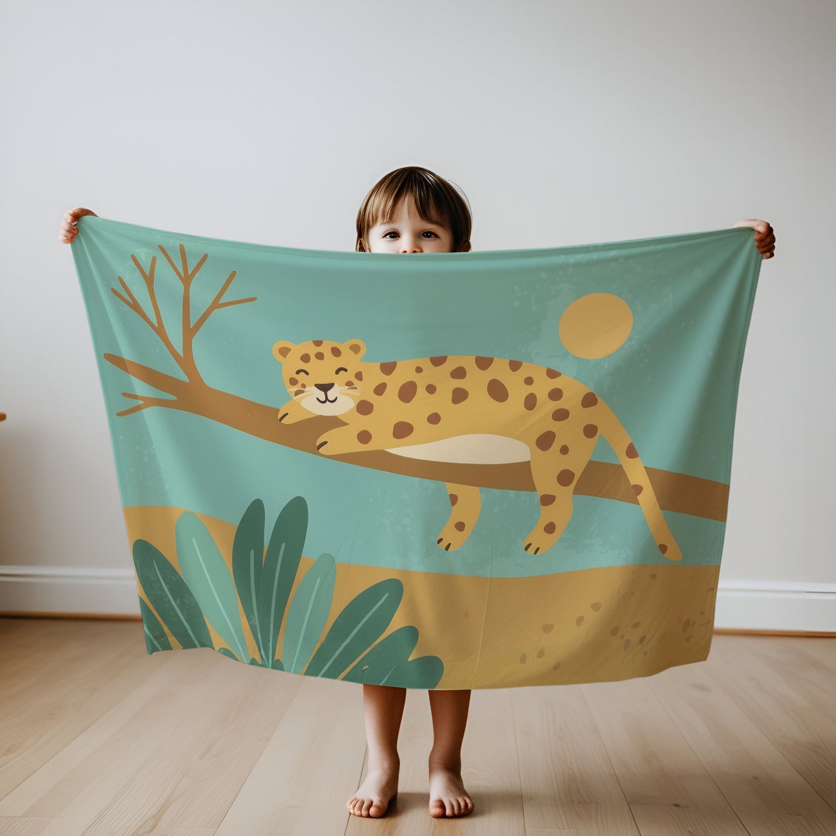 Leopard personalized blankets for kids and babies - Lazy Leopard Lounging