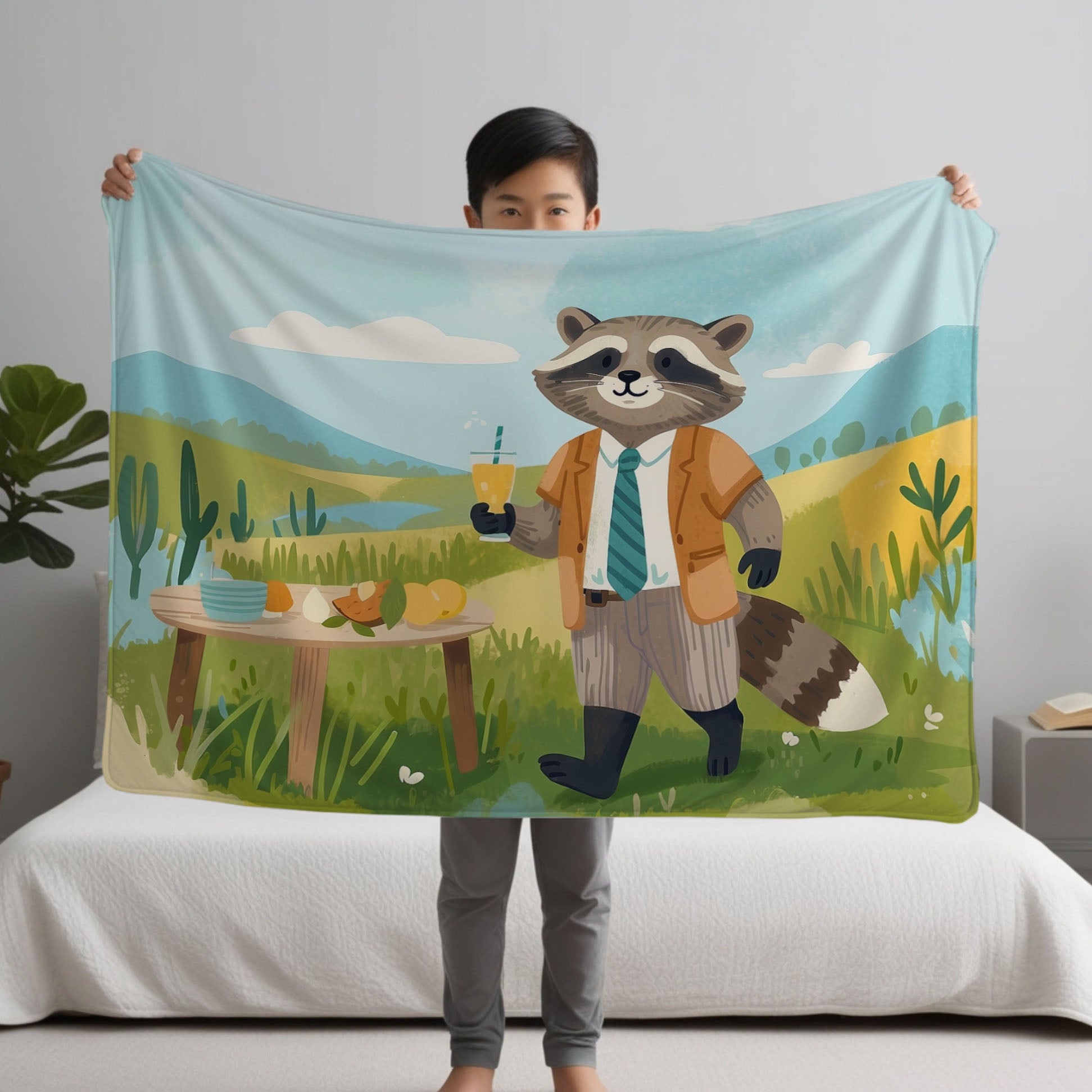 Raccoon personalized name blankets - Raccoon Refreshment