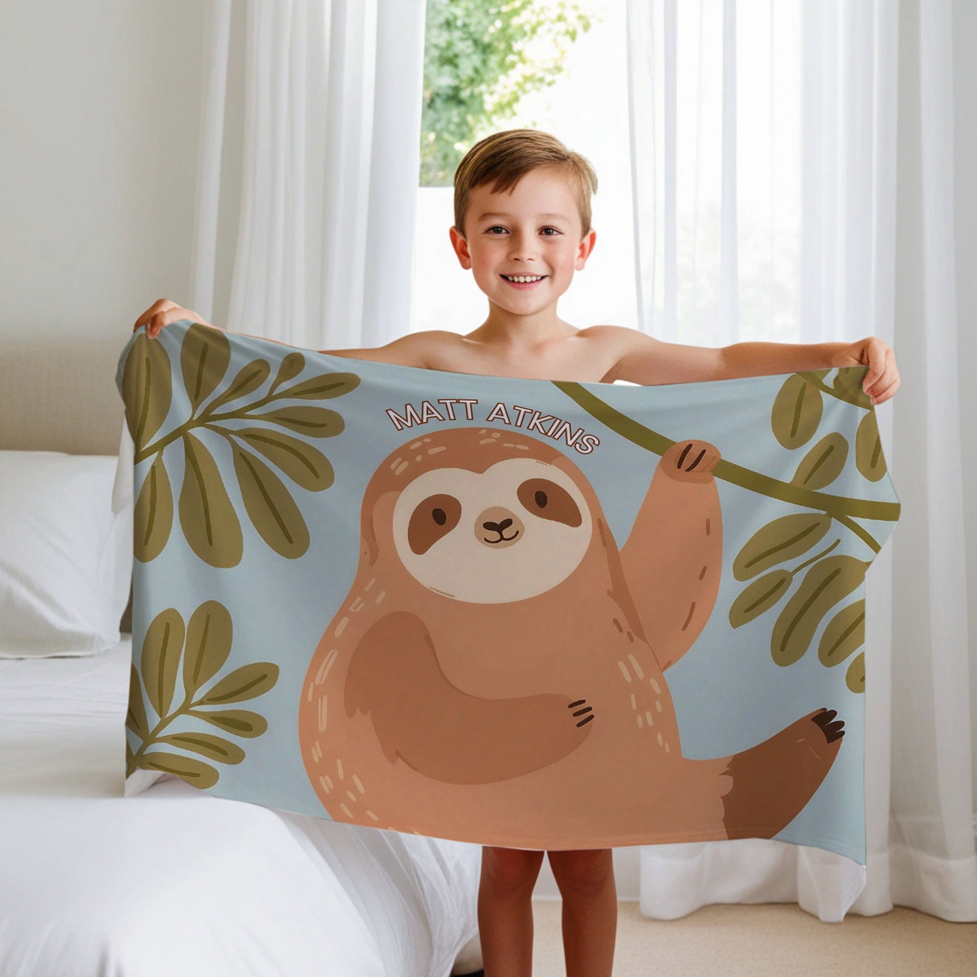 Sloth personalized blanket for babies and kids - Hangin' Around