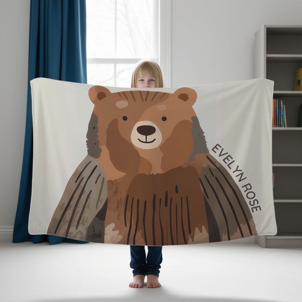 Bear personalized blanket for babies and kids - Cuddly Cub