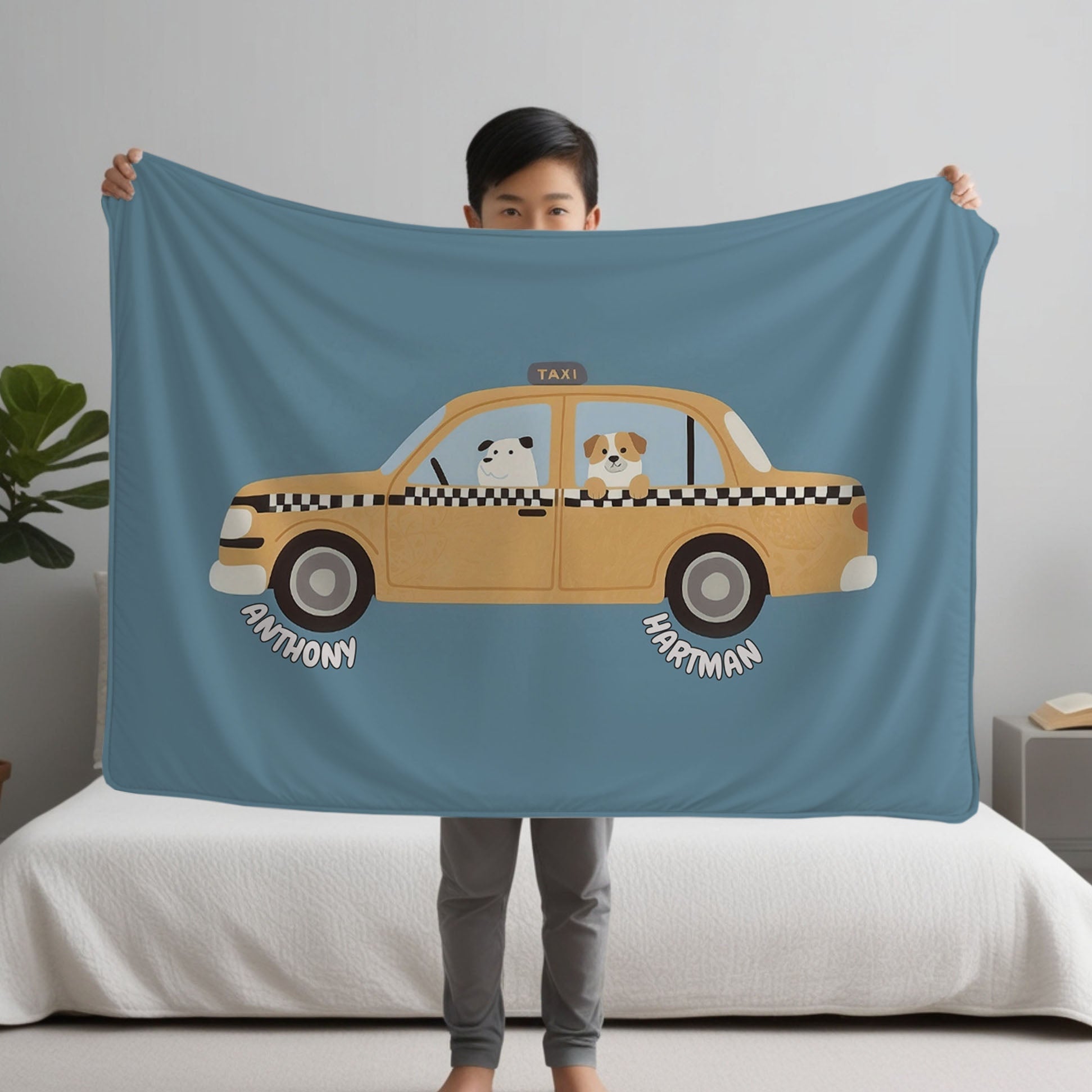 Car personalized blankets for kids and babies - Puppy Cab Co