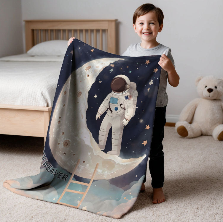 Personalized Toddler Blanket , Space Themed Blanket 2024 with name Large 50 x 60 Quilt for Children. Toddler Bedding