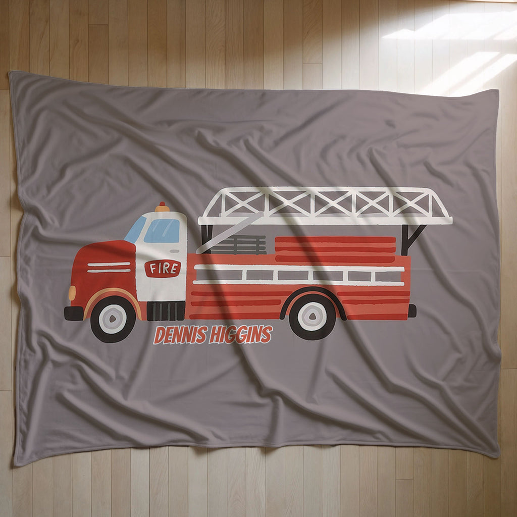 Fire Truck personalized name blankets - Rapid Red Rover