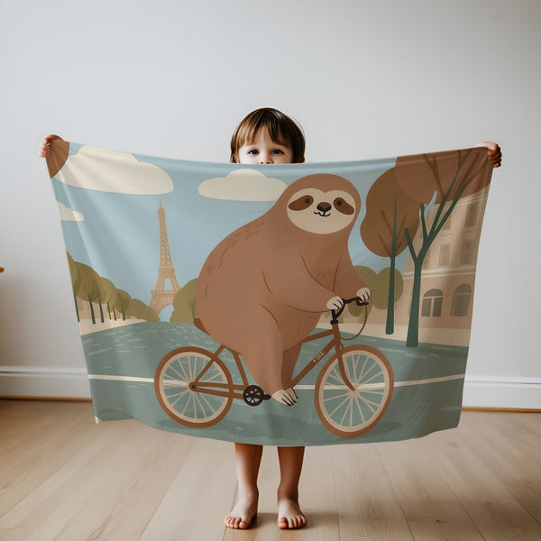 Sloth personalized blankets for kids and babies - Chill Wheels