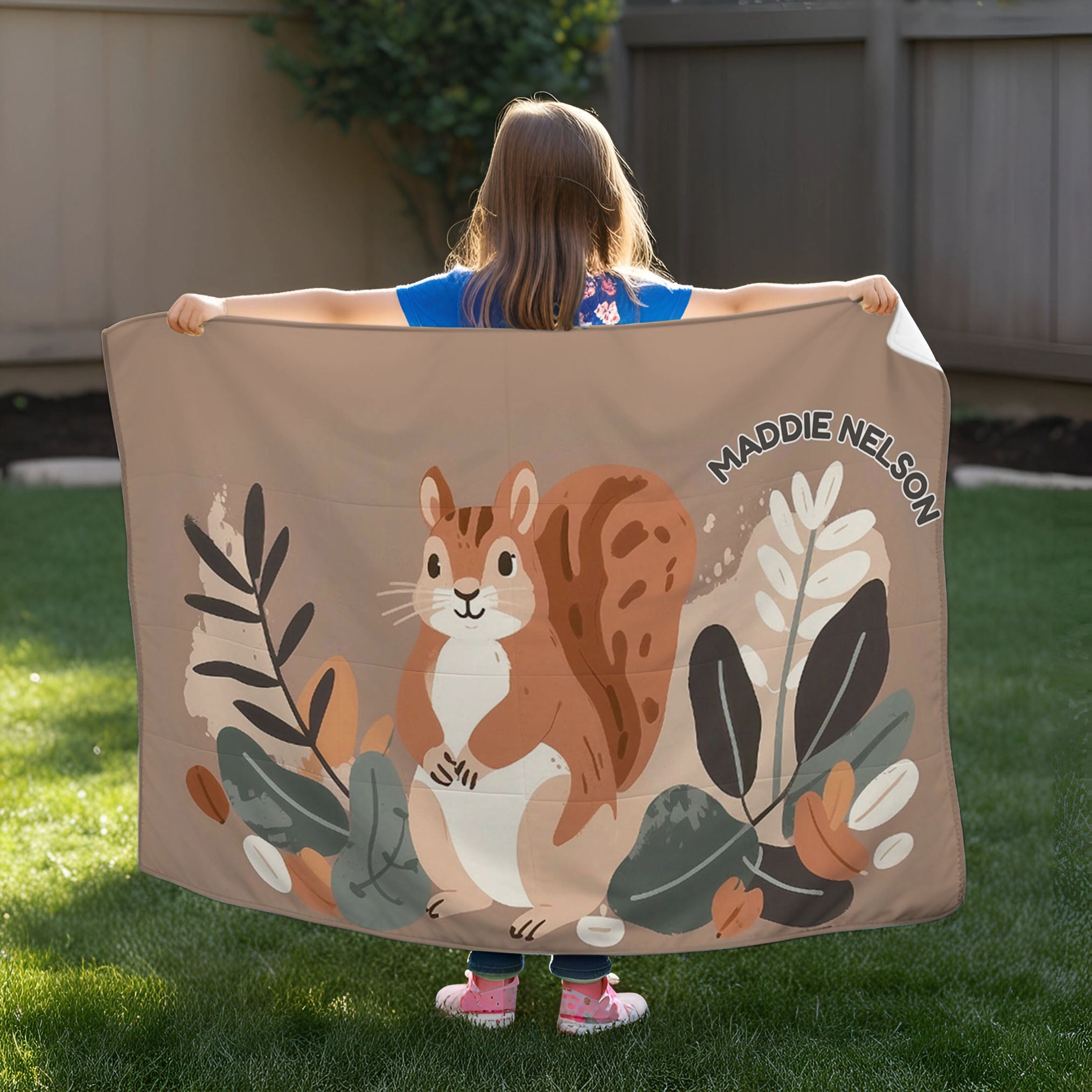 Squirrel personalized name blankets - Nutty Explorer