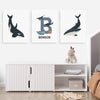 3 Pieces Personalized Whales Wall Art