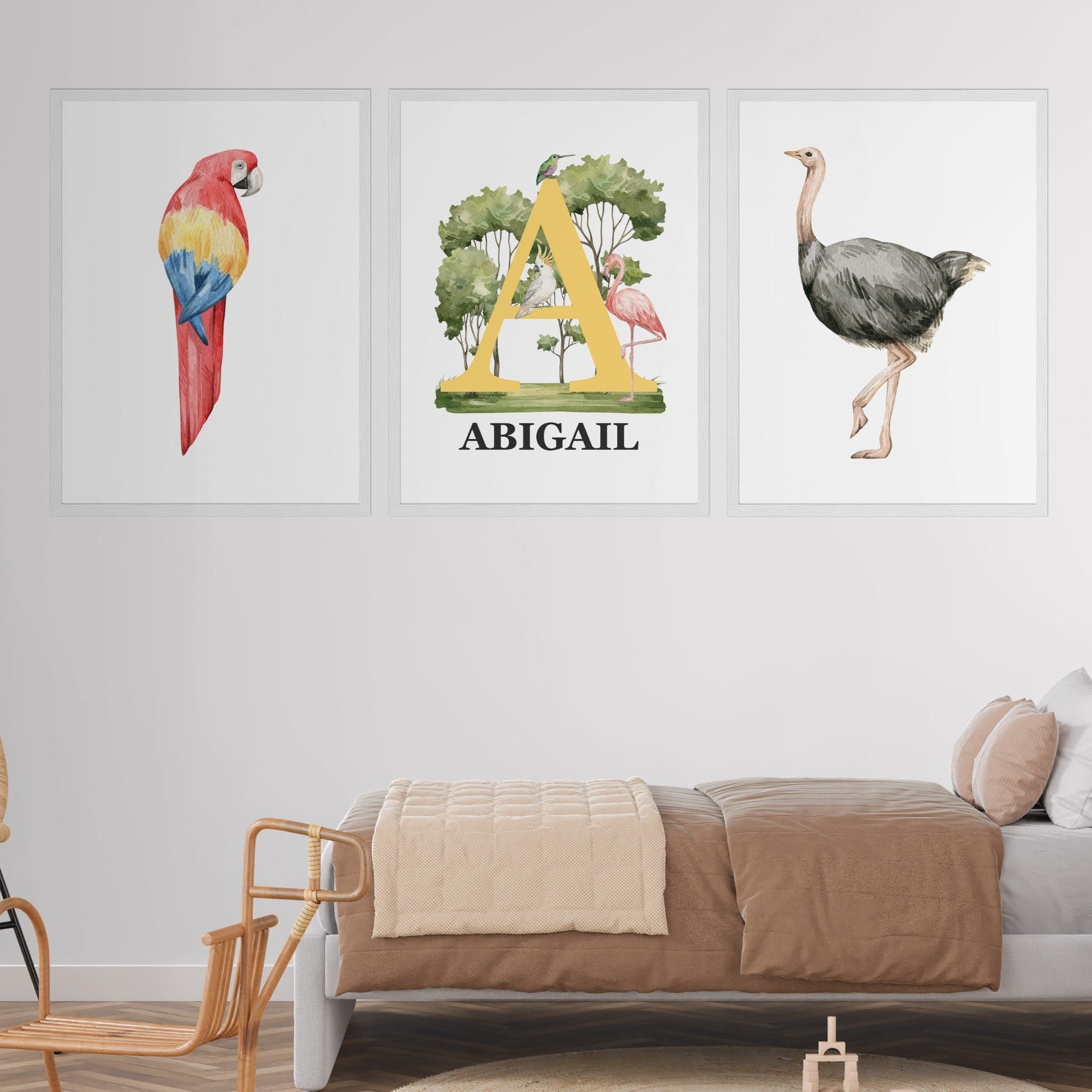 3 Pieces Personalized Birds Wall Art
