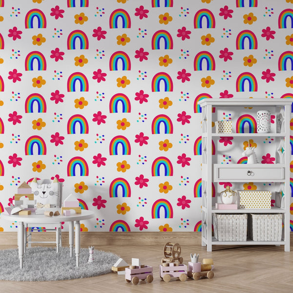 Rainbow Peel and Stick or Traditional Wallpaper - Geometric Whimsy
