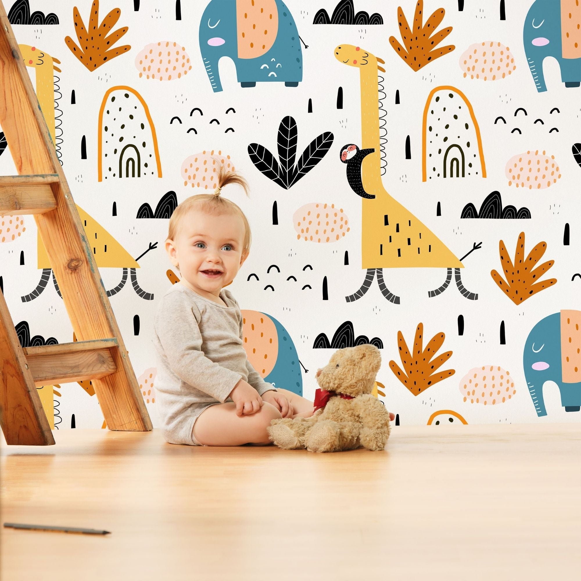 Safari Themed Nursery Wallpaper and Kids Room Wallpaper - Safari Whimsy