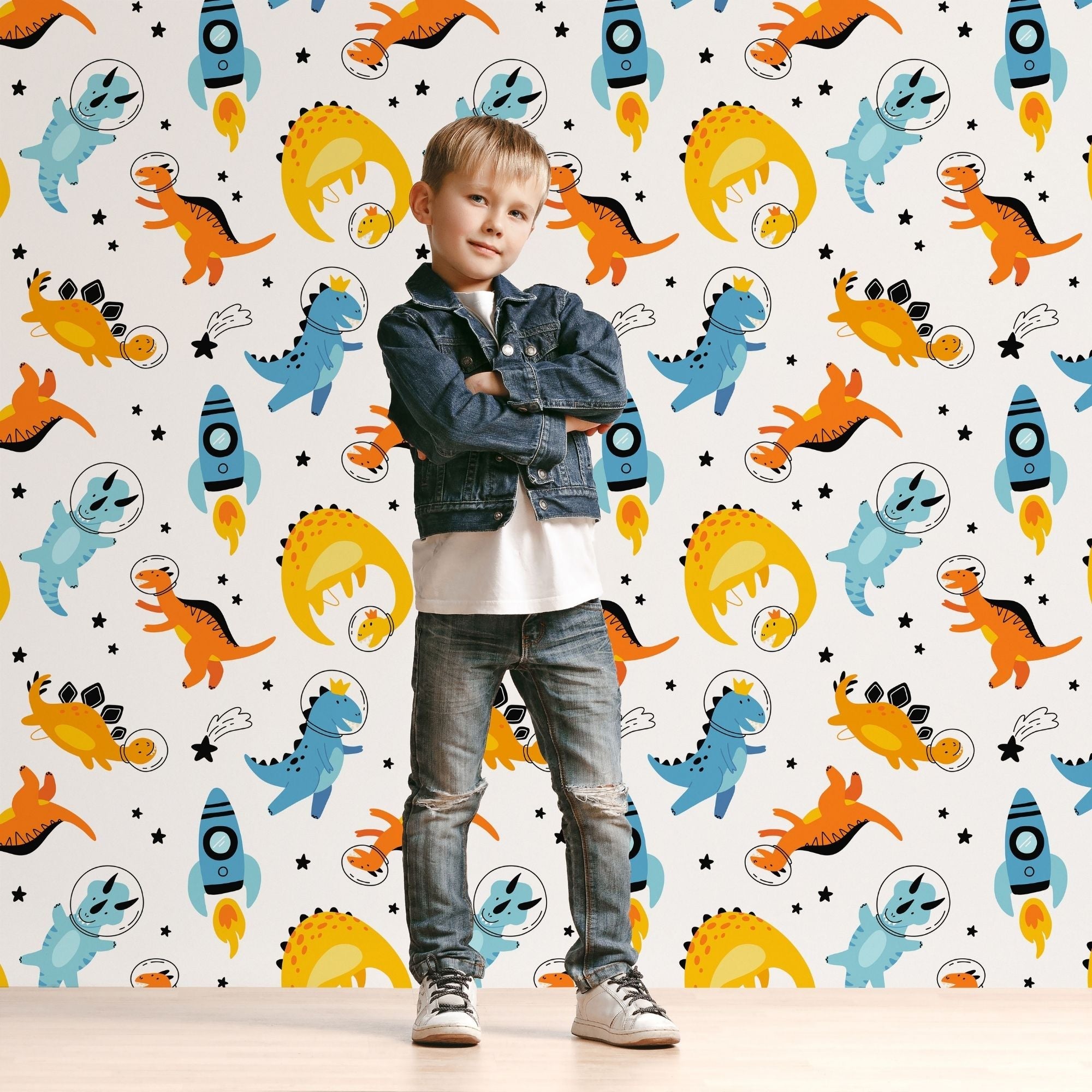 Dinosaur Themed Wallpaper for Nursery and Kids Rooms - Stellar Saur Expedition