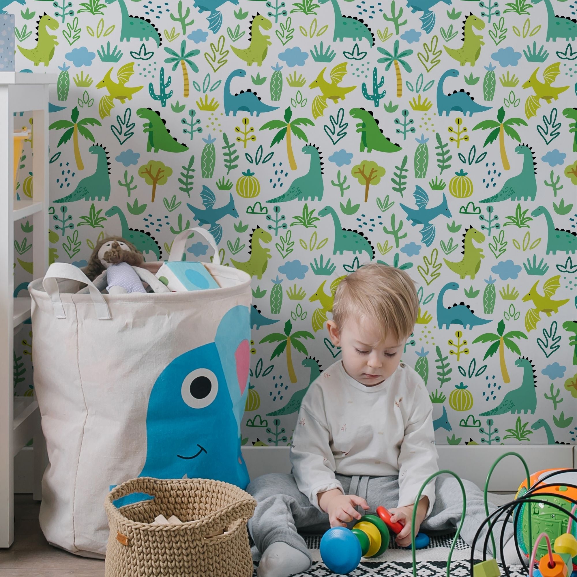 Dinosaur Themed Nursery Wallpaper and Kids Room Wallpaper - Jurassic Jubilee