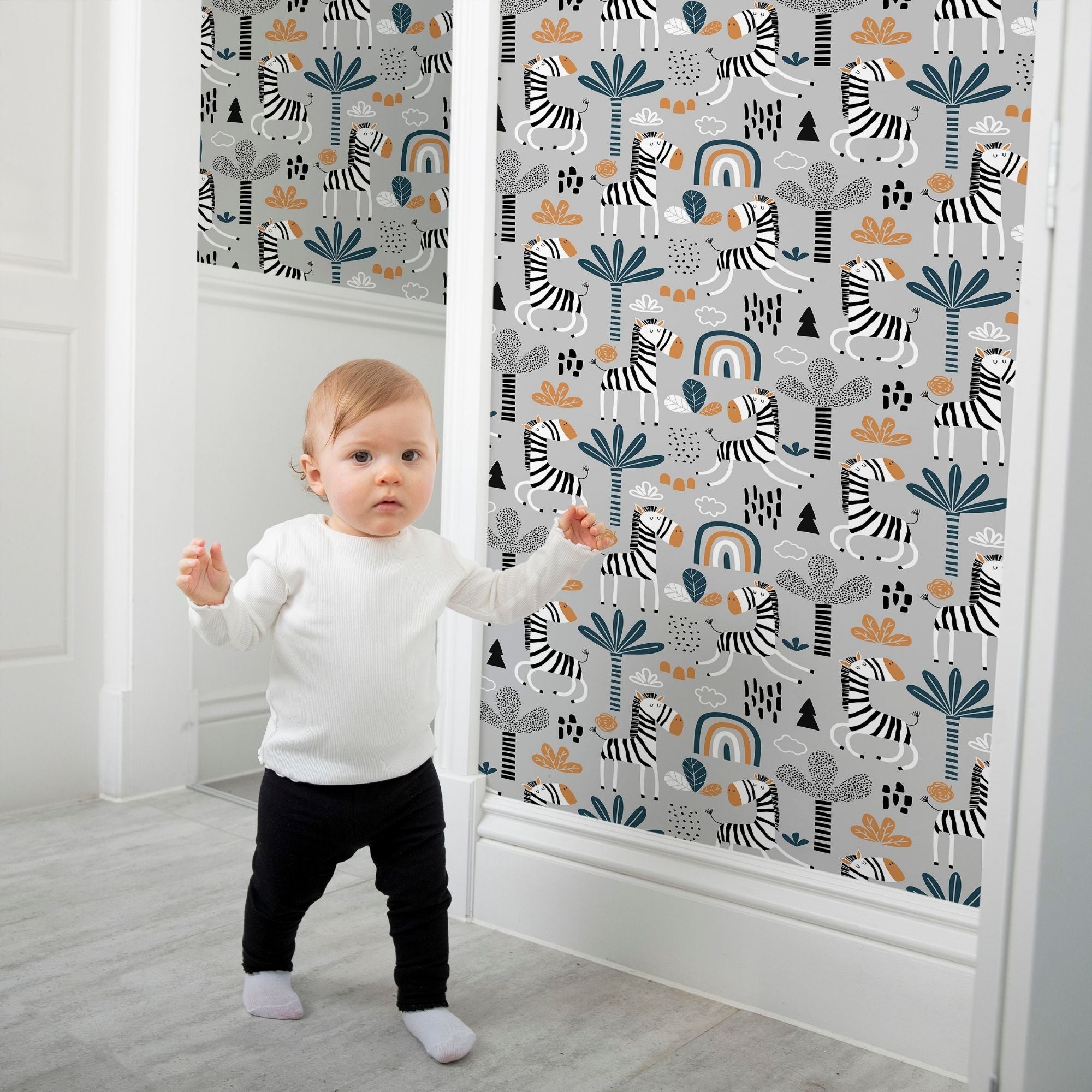 Zebra Peel and Stick Wallpaper or Traditional Wallpaper - Zebra Garden