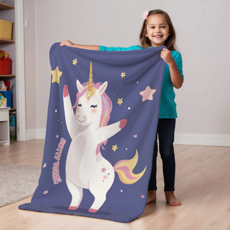 Unicorn personalized blankets for kids and babies - Happy Hoof