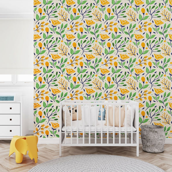 Flower Peel and Stick or Traditional Wallpaper - Verdant Vibrance