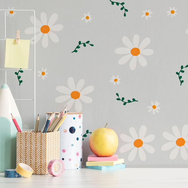 Flower Peel and Stick or Traditional Wallpaper - Summer Daisy Dream