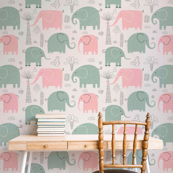 Elephant Peel and Stick or Traditional Wallpaper - Elephant Parade