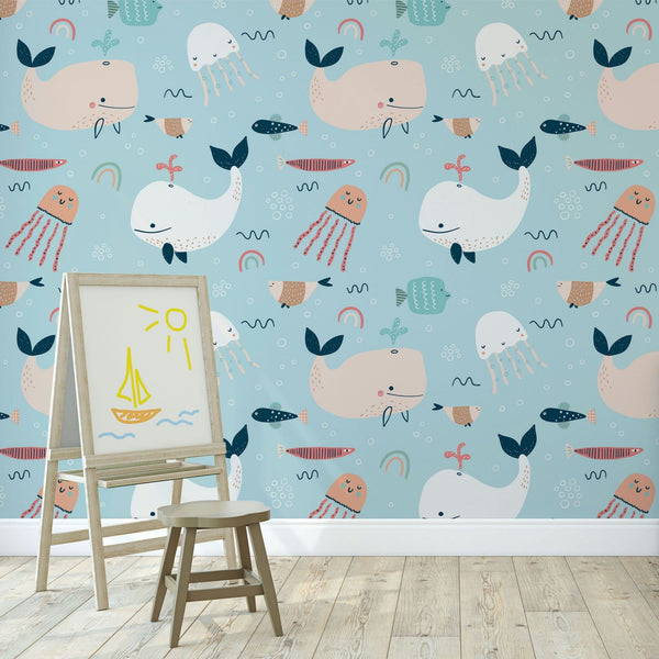 Ocean Peel and Stick or Traditional Wallpaper - Marine Melody