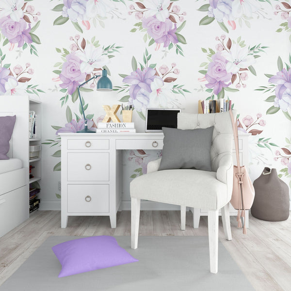 Flower Peel and Stick or Traditional Wallpaper - Bouquet of Tranquility