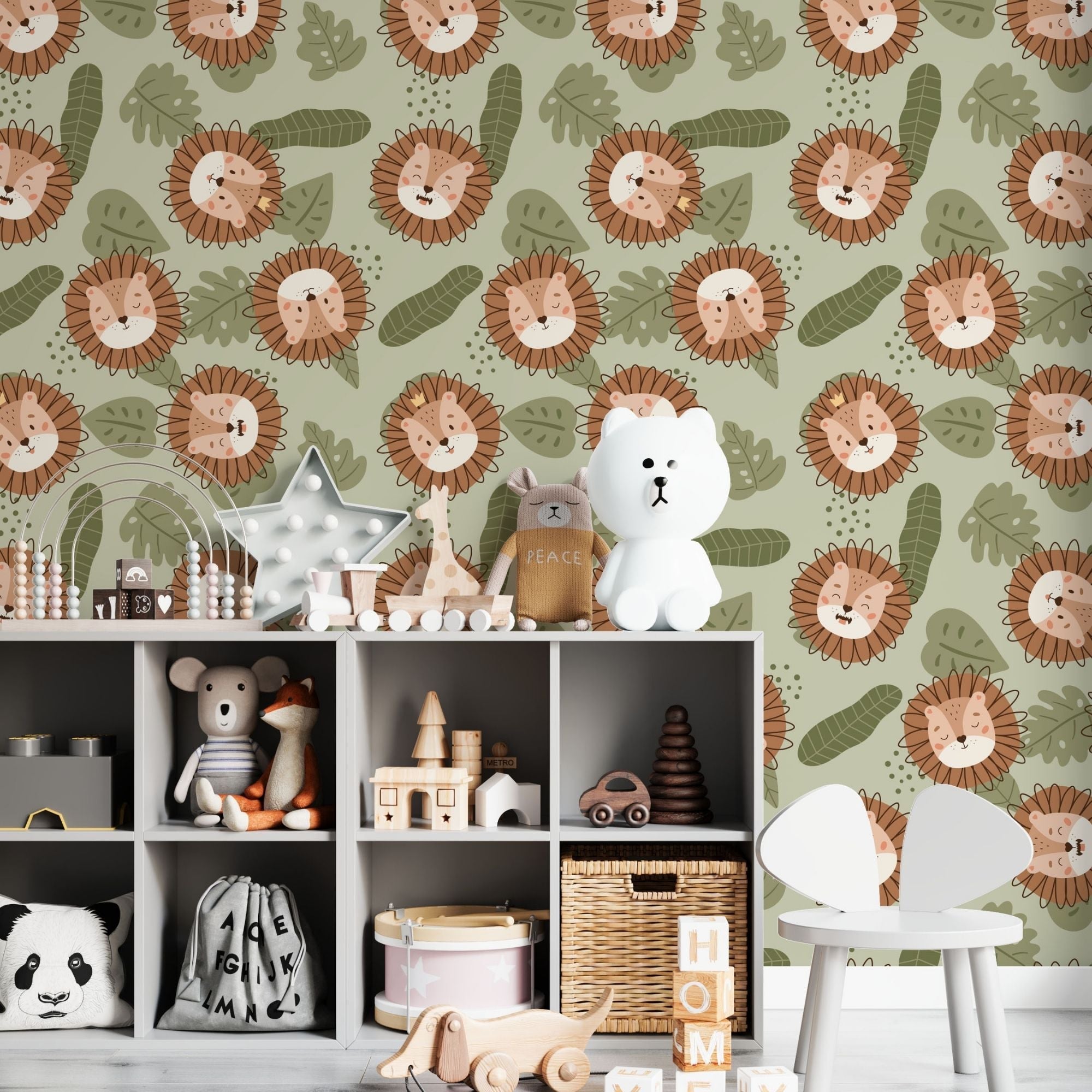 Lion Wallpaper for Nursery and Kids Rooms - Monarch of the Jungle