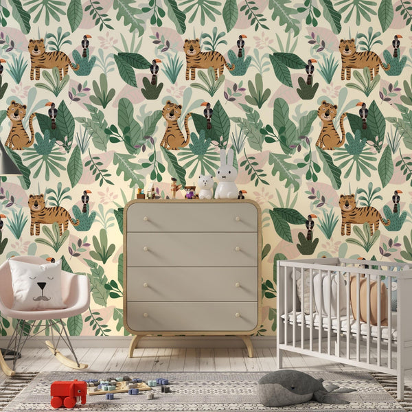 Jungle Peel and Stick or Traditional Wallpaper - Jungle Rendezvous