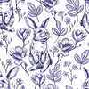 Bunny Peel and Stick or Traditional Wallpaper - Botanical Bunny Blueprints