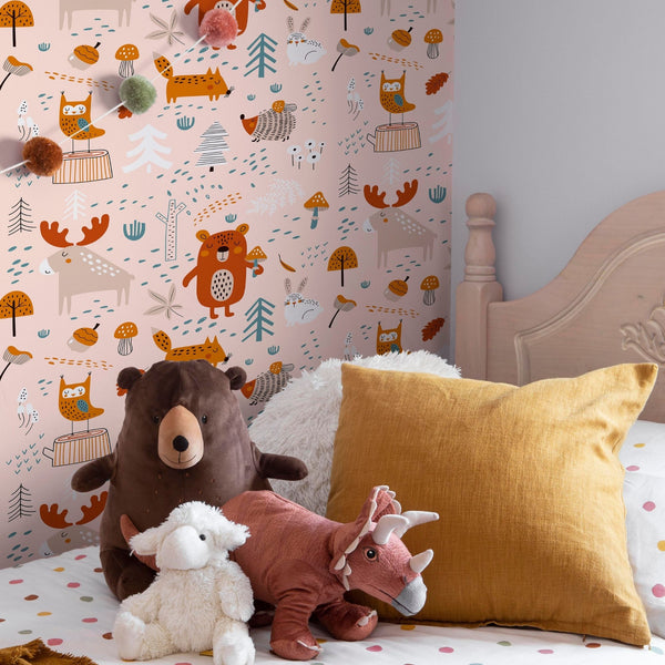 Woodland Peel and Stick or Traditional Wallpaper - Woodland Whimsy