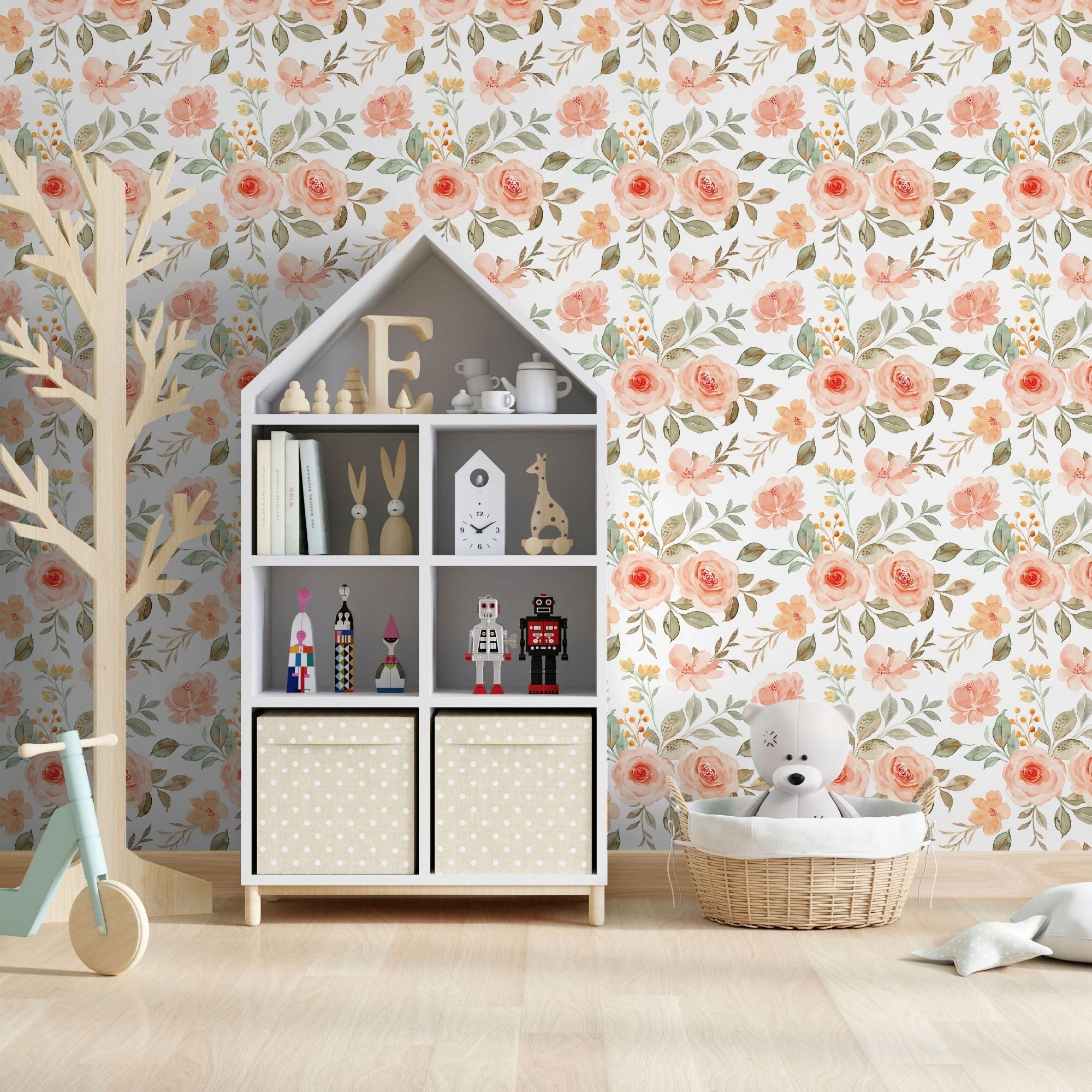 Flower Wallpaper Peel and Stick or Traditional - Rosy Reverie Tapestry