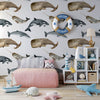 Whale Peel and Stick or Traditional Wallpaper - Aquatic Elegance