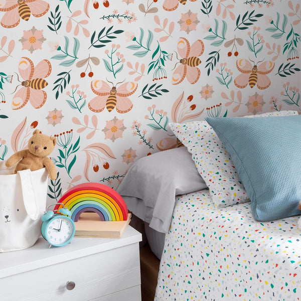 Flower Peel and Stick or Traditional Wallpaper - Fluttering Flora