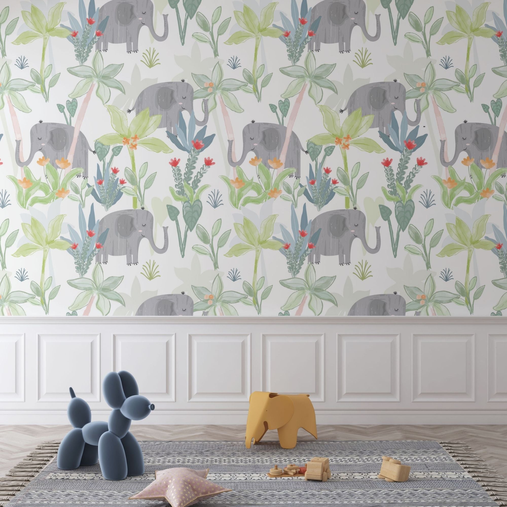 Kids room wall organizer, newest elephants on parade