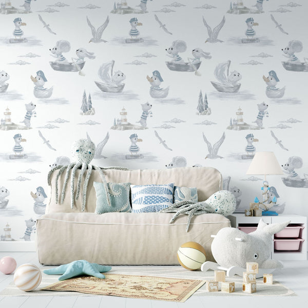 Nautical Peel and Stick or Traditional Wallpaper - Oceanic Adventures