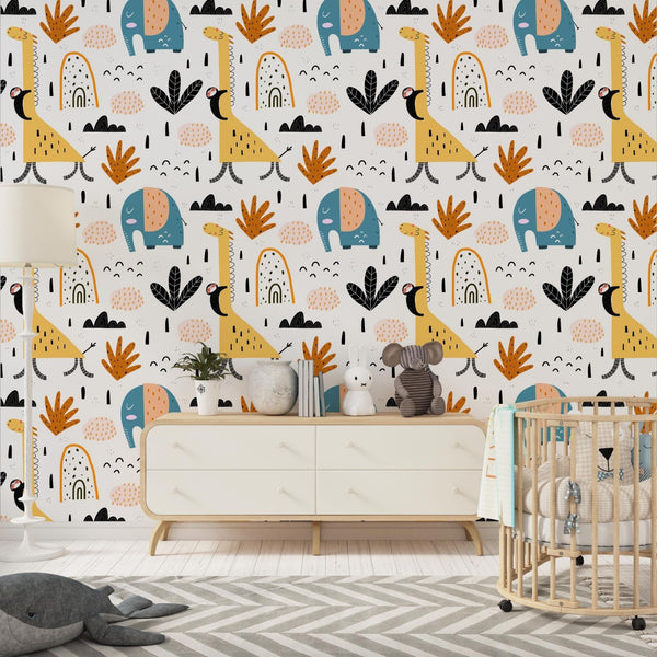Safari Peel and Stick or Traditional Wallpaper - Safari Whimsy