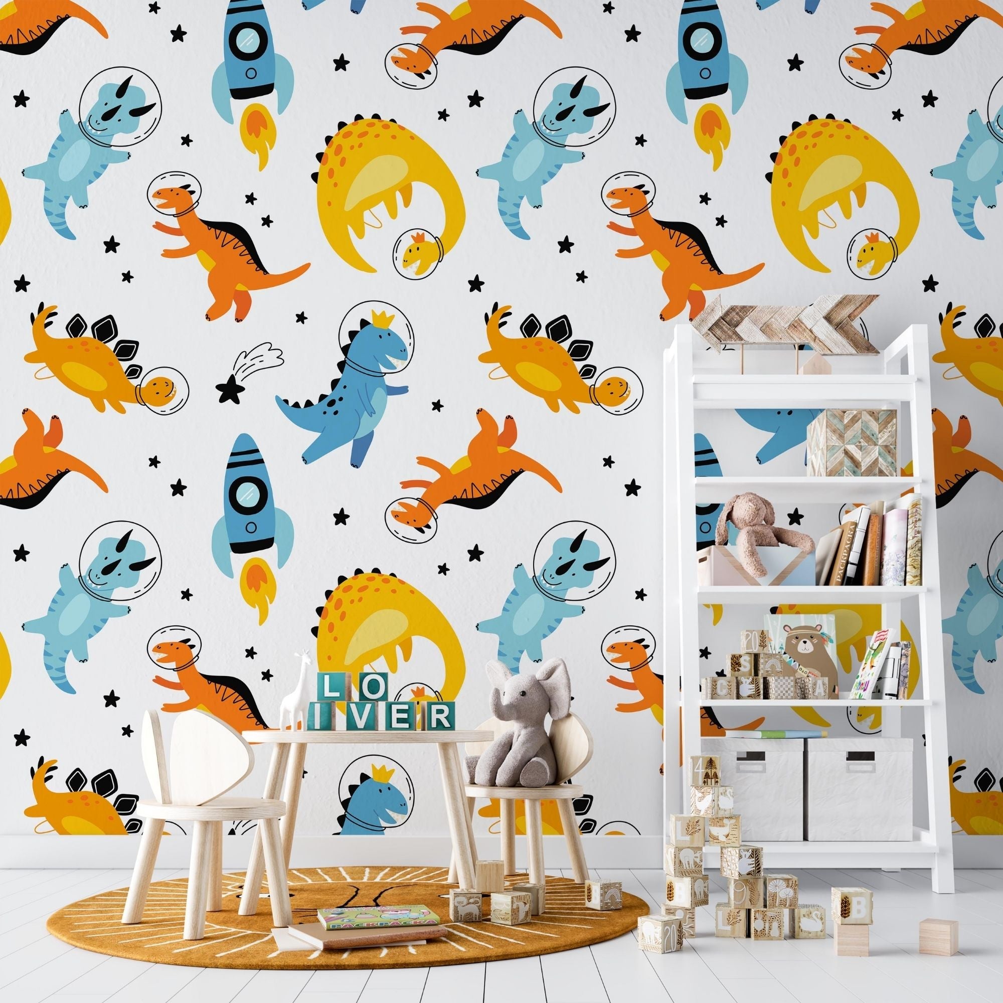 Dinosaur Themed Wallpaper for Nursery and Kids Rooms - Stellar Saur Expedition