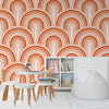 Rainbow Peel and Stick or Traditional Wallpaper - Terra Cotta Waves