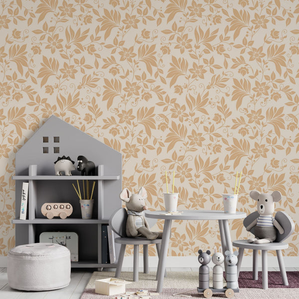 Flower Peel and Stick or Traditional Wallpaper - Creamy Petal Dance