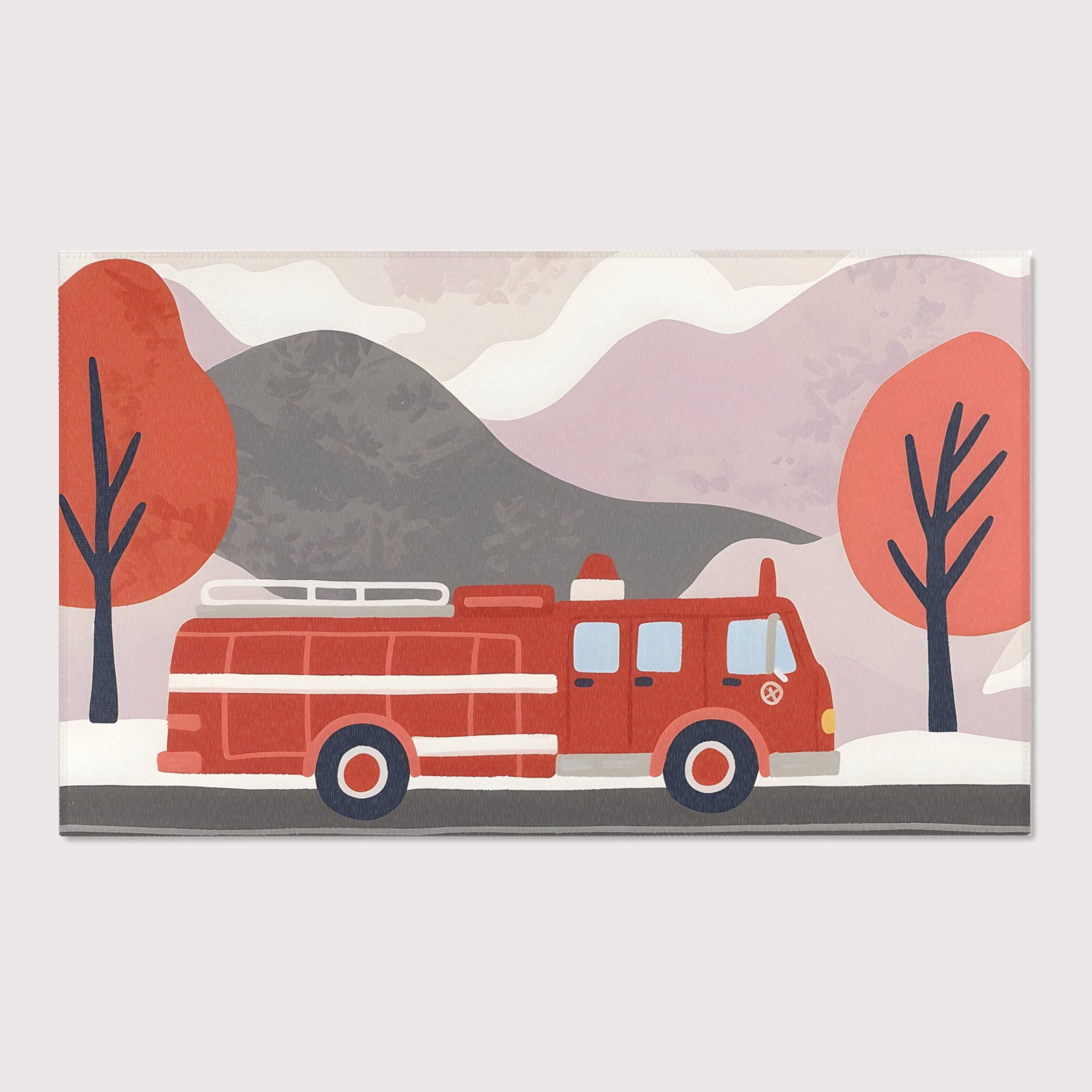 Firetruck Rug for Kids and Nursery Rooms - Frostfire Freewheeler