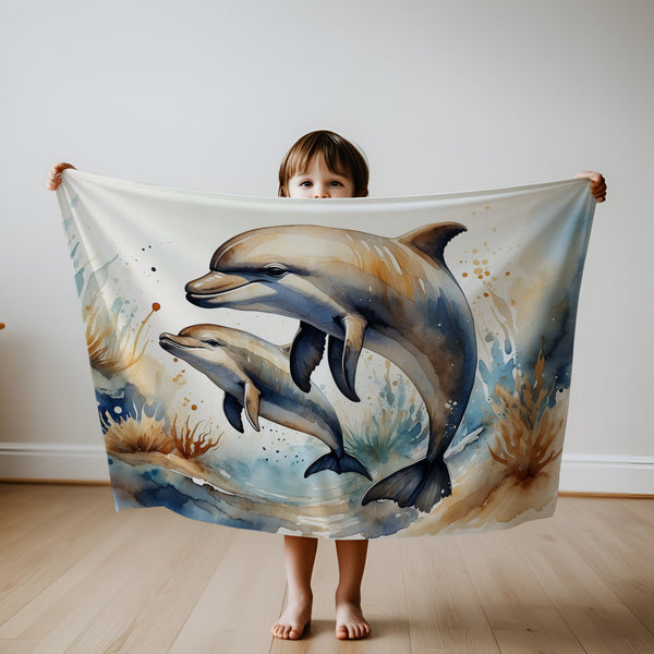 Dolphin personalized blanket for newborn and kids - Marine Magic