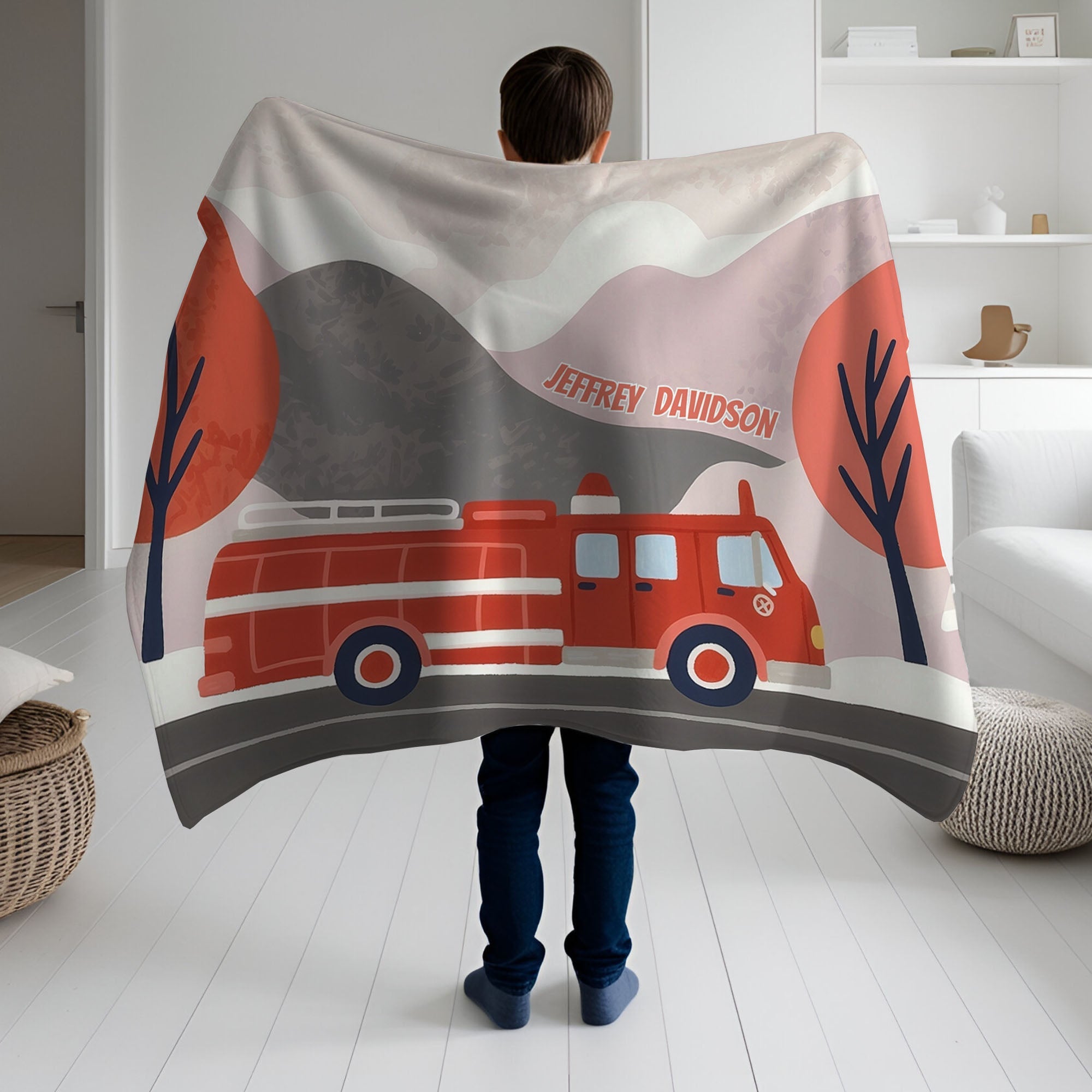 Fire Truck personalized blankets for kids and babies - Frostfire Freewheeler