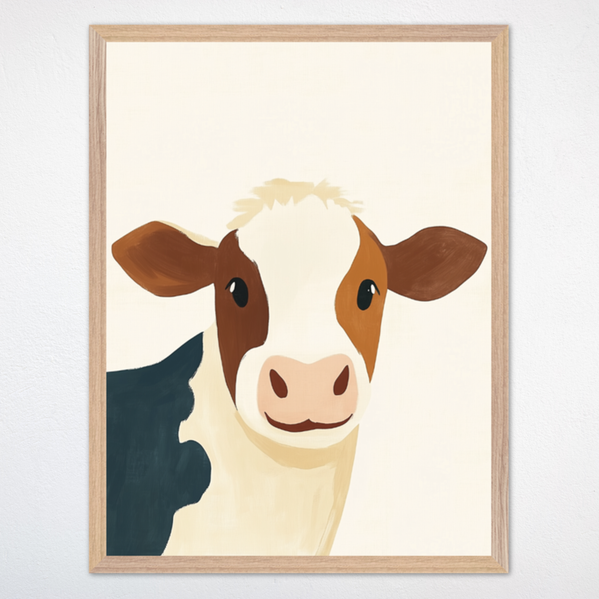 Farmhouse Cow Wall Art for Nursery, Playroom or Kids Bedrooms - Charming Rustic Animal Decor - Moo Mood