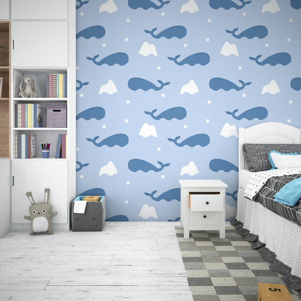 Whale Peel and Stick or Traditional Wallpaper - Whale Constellations