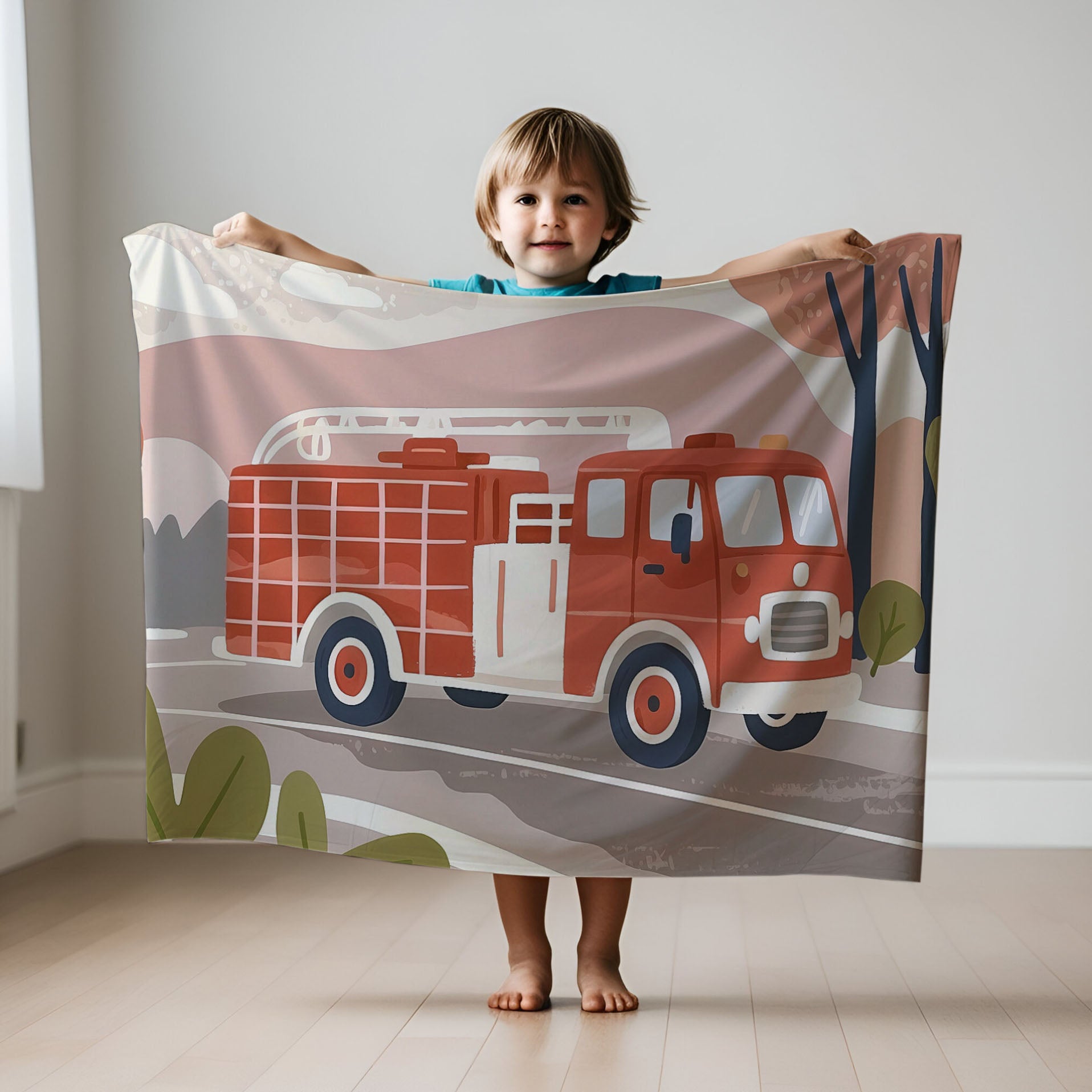 Fire Truck personalized children's blankets - Classic Flame Fighter