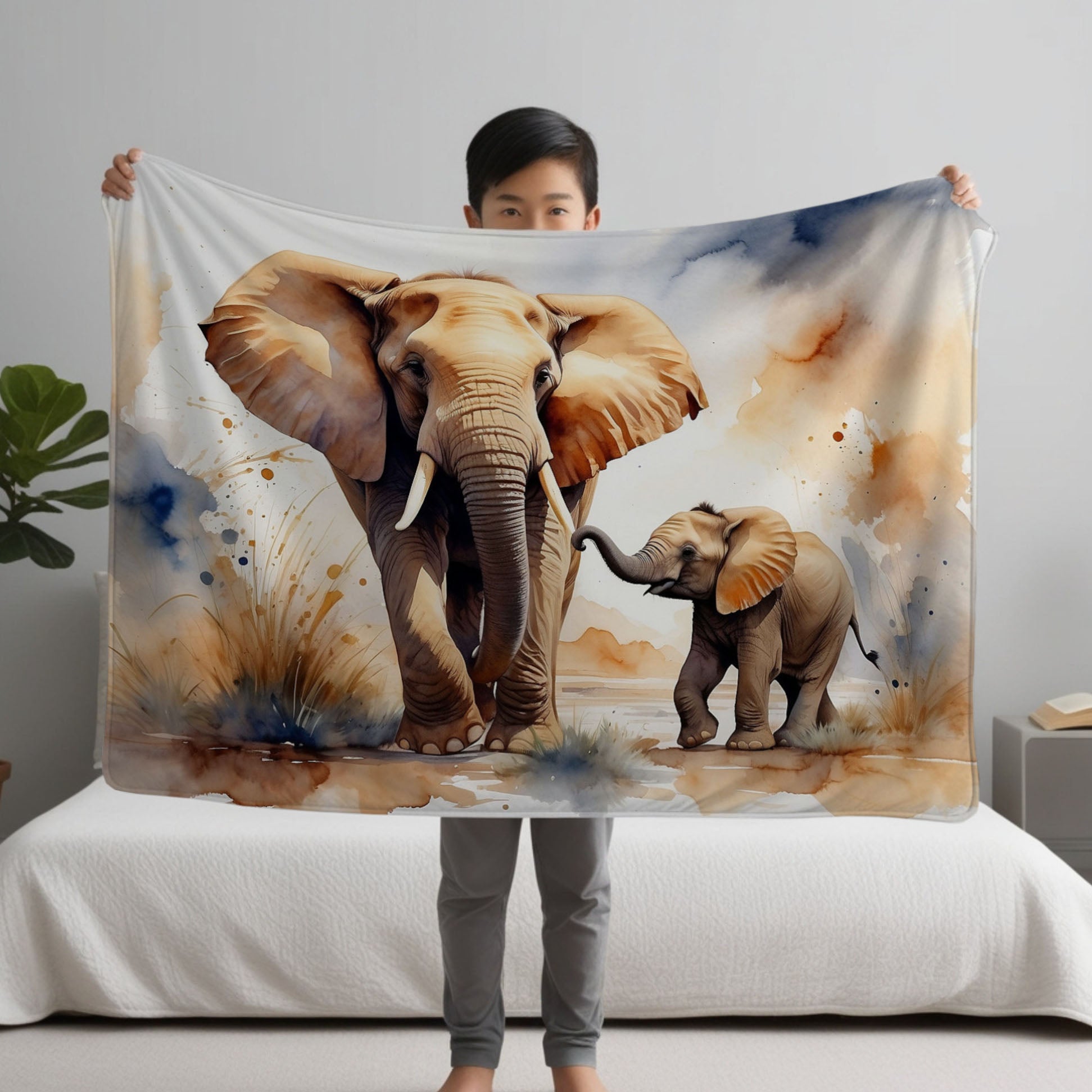 Elephant personalized blanket for newborn and kids - Safari Stroll